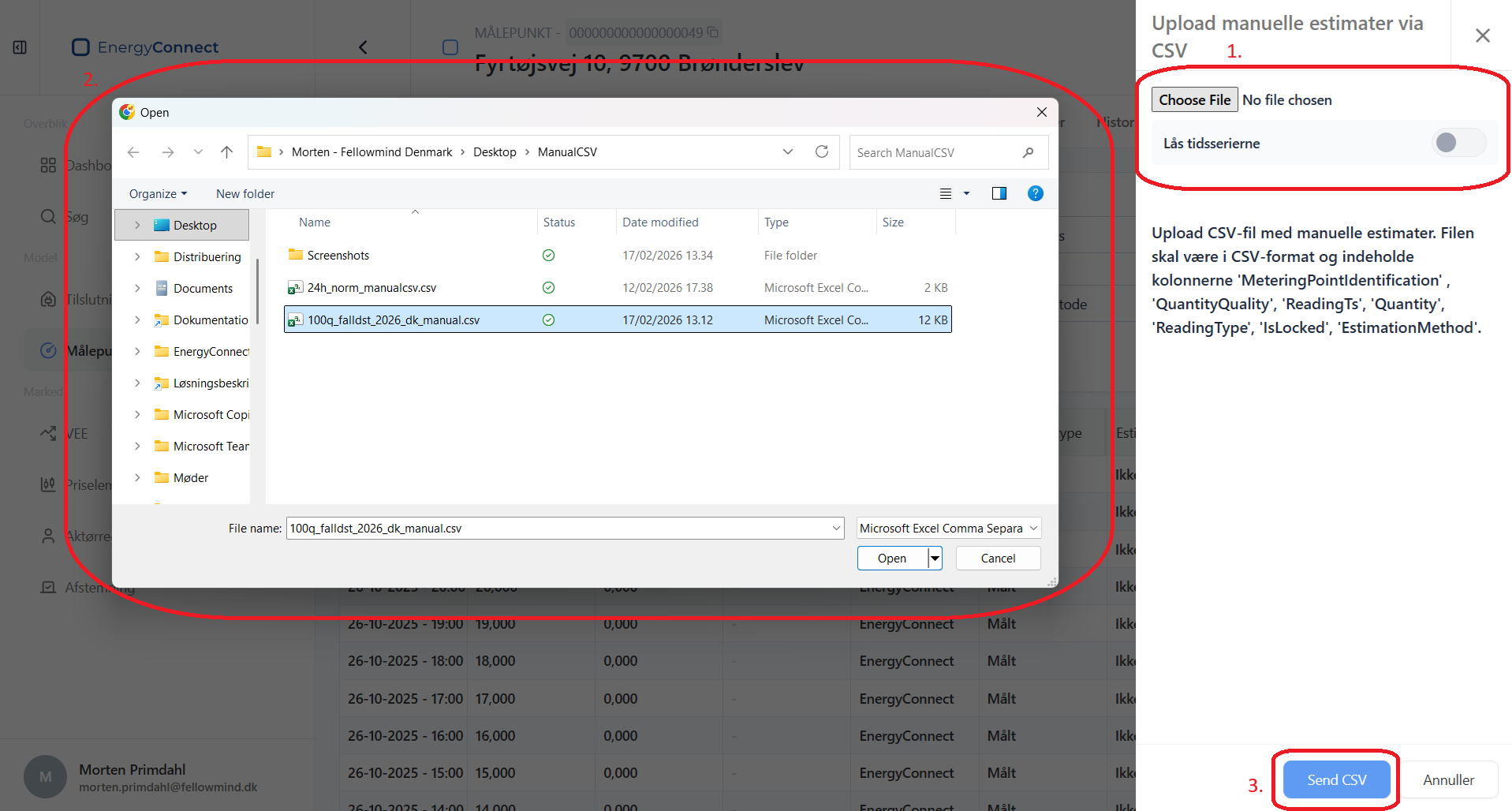 Upload af manuelle tidsserier via CSV
